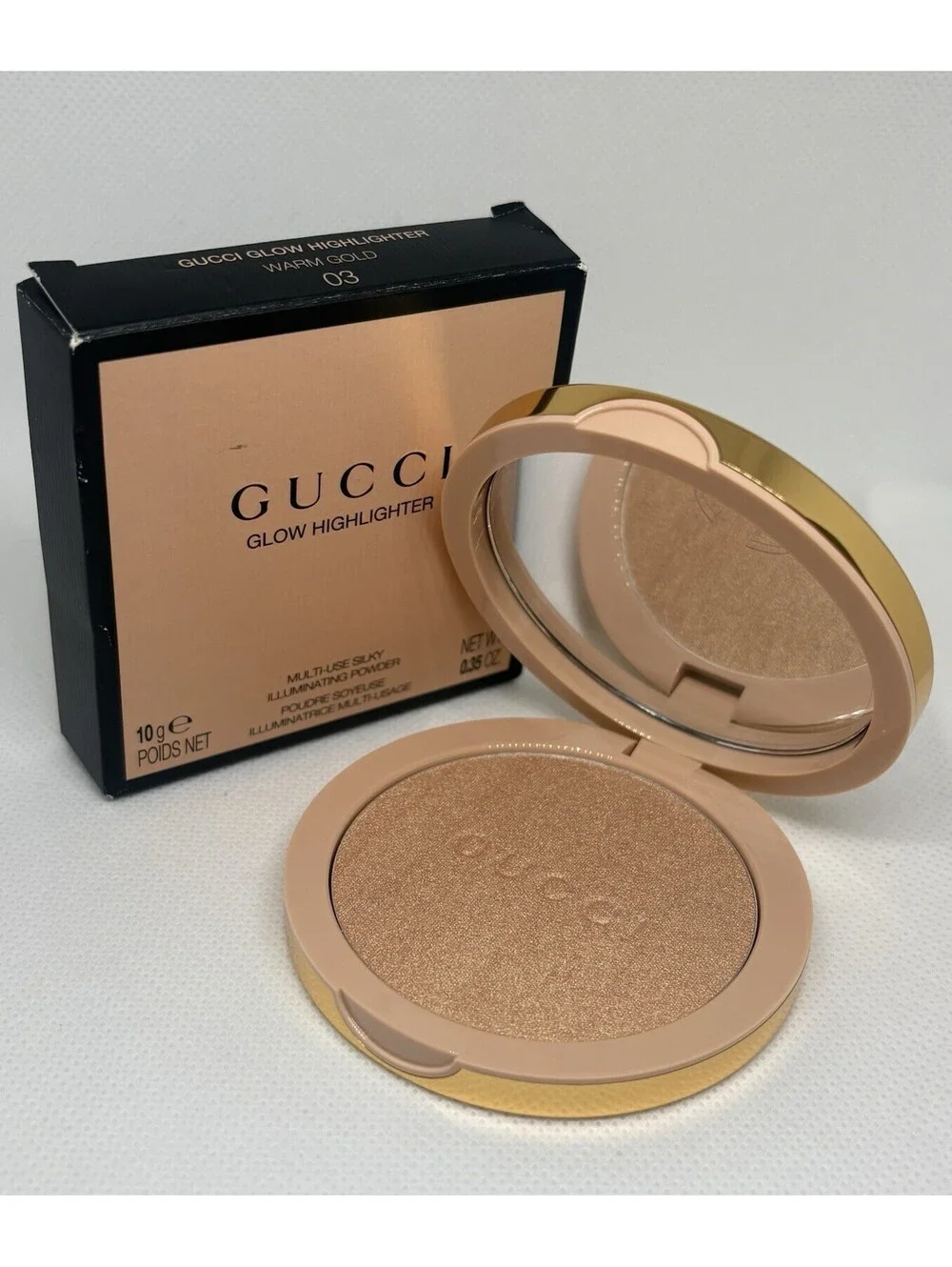 Gucci Glow Highlighter Multi Use Silky Illuminating Powder Warm Gold 03NIB